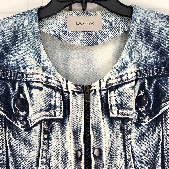 Emma Cook Denim Printed Silk Jacket - Picture 6 of 16